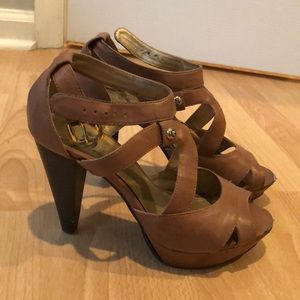Tan strappy heels